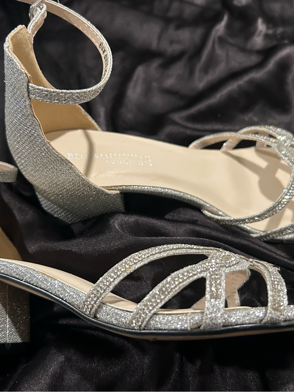 Benjamin Walk Silver Crystal-Strap Open-Toe Heels - Picture 2 of 4